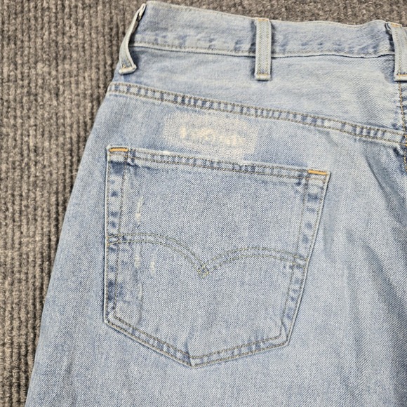Levis 569 Shorts Mens 40 Blue Distressed Denim Baggy Fit Ripped Skater Y2K 38x11 - Picture 13 of 16